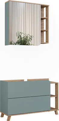 Immagine prodotto di Set di mobili da bagno Vicco Karen Sonoma/blu 2 parti, Model 55435