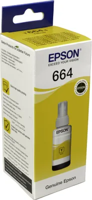 Produktbild von Epson 664 Ecotank Yellow ink bottle (70ml), Gelb, Epson, EcoTank L555 EcoTank L355 EcoTank ET-4550 EcoTank ET-4500 EcoTank ET-3600 EcoTank ET-2650 EcoTank..., 70 ml, Grau, 70 ml