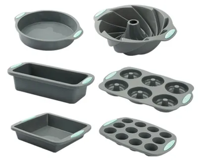Image de Lot de 5 ou 6 moules à pâtisserie en silicone, moules antiadhésifs pour four, moules à gâteaux en silicone avec moules à muffins et plaque à biscuits (lot de 5)