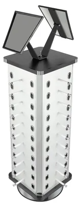 Produktbild von Brillenständer, 360° drehbar, stabiler Holzsockel, Silber