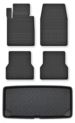 Productafbeelding van Rubberen automatten + kofferbakmat voor Mini Cooper R56 2006-2013 – 5-delig, zwart, op maat – Wielganizator Semi-Universal