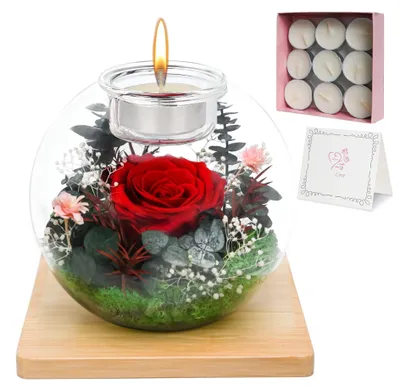 Ewige Rose mit Glasglocke, rot – Geschenkbox für Damen