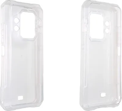 Two transparent phone cases are shown against a white background.