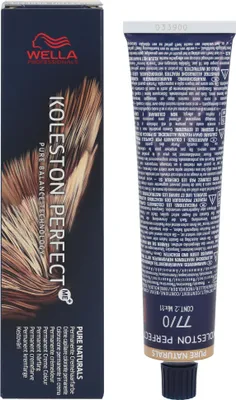 Produktbild von Wella Koleston Perfect Me+ Pure Naturals, 77/0, Frauen, 60 ml, Alle Haare, Tube, Aqua/ Water/ Eau, Cetearyl Alcohol, Propylene Glycol, 2-Methoxymethyl-p-Phenylenediamine, Dicetyl...