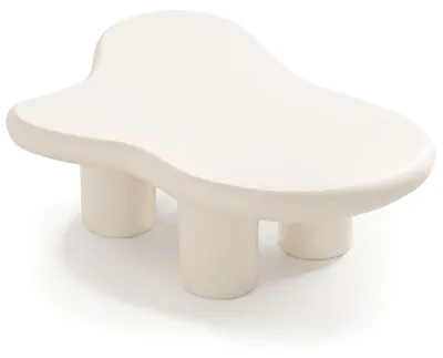 Image de MENZZO Table basse forme courbes naturelles Valdo 69x100cm Crème