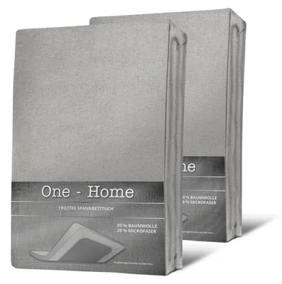 Produktbild von 2er Pack Spannbettlaken FROTTEE 180x200 cm - 200x200 cm silber Spannbetttuch Set