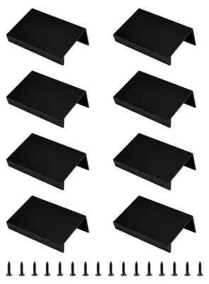Produktbild von Schwarzer Mini-Fingerkantenzieher, 8 Stück, Verdeckter Griff, Moderner Schubladengriff, Unsichtbare Schrankknöpfe aus Aluminiumlegierung, 50 mm