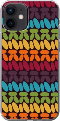 Produktbild von MuchoWow® Handyhülle Schutzhülle Hülle für Telefoonhoesje iPhone 12 Häkelmuster - Retro - Regenbogen Silikon Softcase Handy Hülle - Schutzhülle