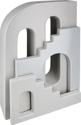 Produktbild von Gilde Vase, Haus, "Faccia", Treppe, Keramik, grau, VE 2, L. 8 cm, B. 18 cm, H. 30 cm 34344 4063387343449