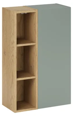 Image de Ensemble de salle de bain de 50 cm, vert, demi-meuble avec étagère supérieure, design moderne
