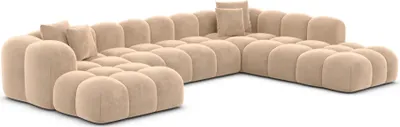 Produktbild von Samtstoff U-Form XXL Lounge Wohnlandschaft Valora Beige Links