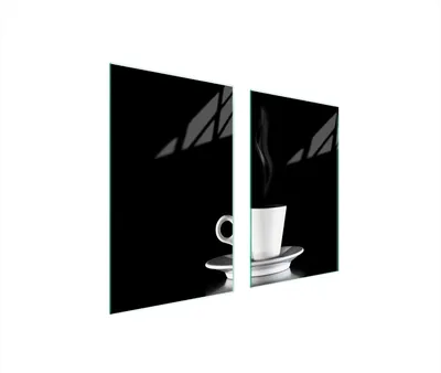 Image de Plaques de recouvrement pour cuisinière 2 pièces 75x52 Couverture pour champ vitrocéramique Verre Planche à découper Café Noir