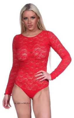 Produktbild von Damen y Body Spitze Tüll Rot/L/40