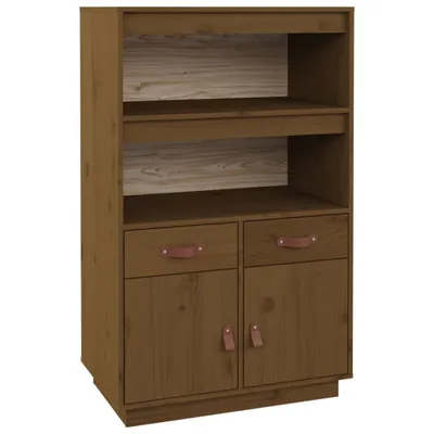 Produktbild von Highboard Honigbraun 67x40x108,5 cm Massivholz Kiefer