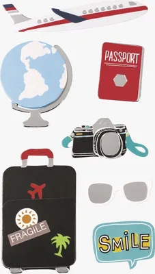 Produktbild von Sticker-Etikett Reise 7 Stück bunt Packung mit 6 Stück
