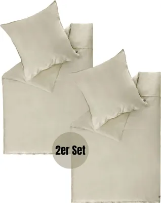 Immagine prodotto di SCHÖNER WOHNEN-Collection Biancheria da letto in raso PLAIN Beige 135 x 200 cm - Set di 2