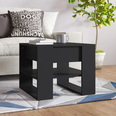 Produktbild von "Rabatt" Couchtisch modern - Wohnzimmertisch - Einfache Montage - Schwarz 55,5x55x45 cm Holzwerkstoff - Kaffeetisch CC20936