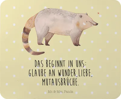 Produktbild von Mr. & Mrs. Panda Mauspad Nasenbaer - Gelb Pastell - Geschenk, pc, Nasenbär, Mousepad, laptop, Nasenbären, Mouse Pad, mausteppich, Rüsselbär, Bär, Lustige Sprüche