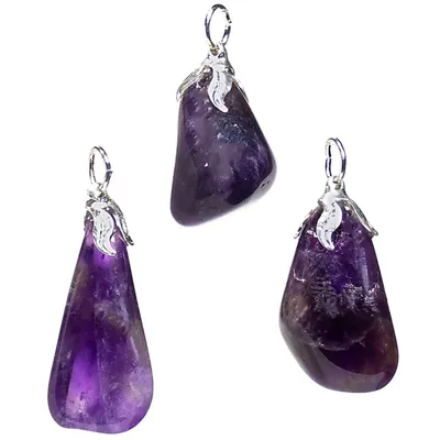 Immagine prodotto di Ciondolo Con Pietra Preziosa Ametista Scura - ±1,5-3cm Confezione Da 3 Pezzi