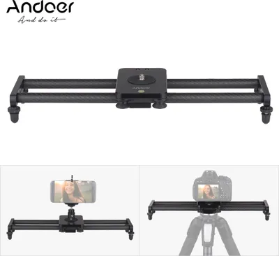 Image de Andoer 40cm / 15inch Caméra en fibre de carbone Track Slider Rail stabilisateur vidéo avec mini pince téléphone à tête sphérique pour caméra DSLR Caméscope DV Film Photographie Accessoire Capacité de charge 5kg