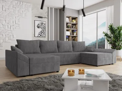 Obrázek produktu pro Sedací souprava do U na každodenní spaní FREDERIK - šedá ocelová