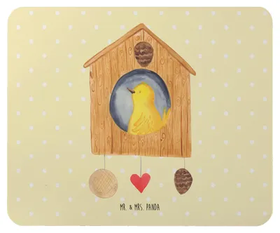 Produktbild von Mr. & Mrs. Panda Mousepad Vogel Haus - Gelb Pastell - Geschenk, Mouse Pad, pc mauspad, Zuhause, Wohnung, Lustige Sprüche, Vögel, Vogelhäuschen, mousematte
