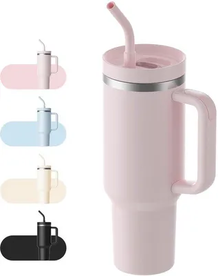 Immagine prodotto di Borraccia rosa da 1,2 litri con tappo e cannuccia