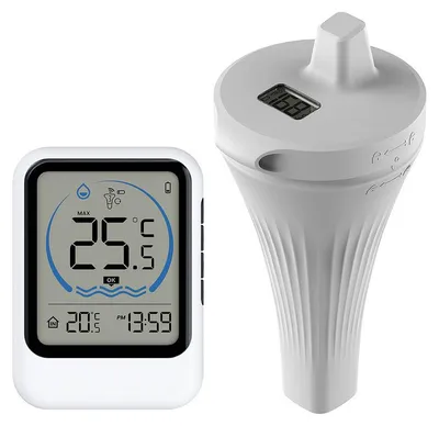Produktbild von Digitales Poolthermometer Funk mit LCD-Display, Wasserdichtes Schwimmendes Wasserthermometer für Pool, Whirlpool & Aquarium