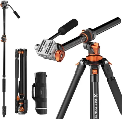 Immagine prodotto di K&F CONCEPT, treppiede per videocamera, altezza massima 231 cm, con testa fluida