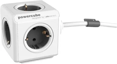 Productafbeelding van Allocacoc PowerCube Extended - Stekkerdoos - Verlengsnoer - 5 Stopcontacten - Grijs