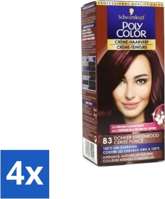 Zdjęcie produktu dla Schwarzkopf Poly Color Krem do koloryzacji włosów Ciemna wiśnia 50 ml – opakowanie ekonomiczne – 4 sztuki