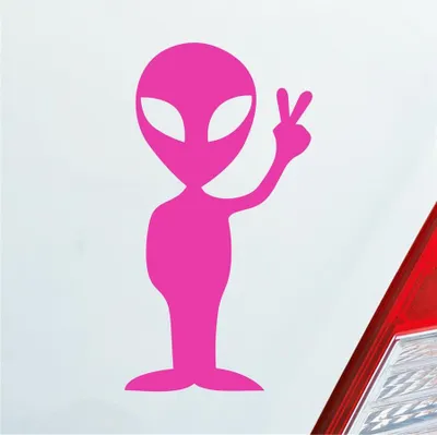 Produktbild von Auto Aufkleber Alien Außerirdischer All Comic Motorrad 12x7 cm Pink Sticker Heckscheibenaufkleber