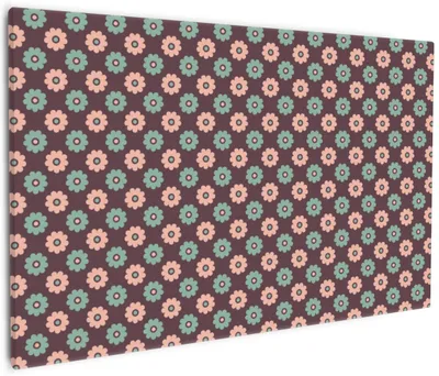 Produktbild von Wallario Premium Leinwandbild Muster mit grünen und rosa-farbenen Blüten in Größe 60 x 90 cm