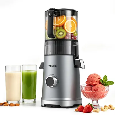 Image de YASHE Extracteur de jus ZM1921, 600 W, goulotte 150 mm, 3-en-1, argent