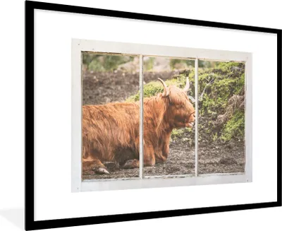 Produktbild von MuchoWow® Gerahmtes Poster Schottische Highlander - Ansicht - Natur 90x60 cm - Poster mit Schwarzem Bilderrahmen Wandposter Rahmen Foto Bilder - Wanddekoration - Fotos