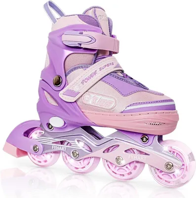 Produktbild von Verstellbare Inline-Skates für Kinder, rosa-lila, mit leuchtenden Rollen