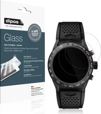 Produktbild von 2x Schutzfolie für Tag Heuer Carrera 45mm - Anti-Shock 9H Folie dipos Glass Kunststoffglas