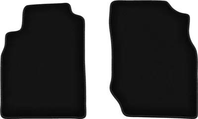 Produktbild von Wielganizator Velours-Autoteppiche vorne – passend für Nissan Almera N16 (Schrägheck, Bj. 2000-2006) –  schwarz, passgenau, mit Befestigungen set 2 Stk.