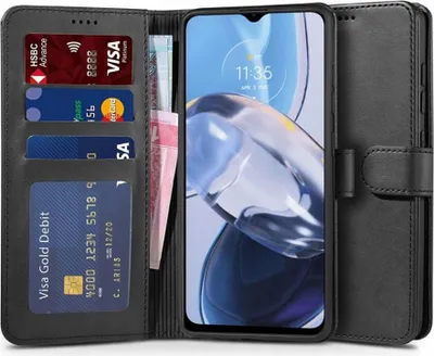 Zdjęcie produktu dla Skórzane etui Tech-Protect dla Motorola Moto E22 / E22i - Czarny KP25597