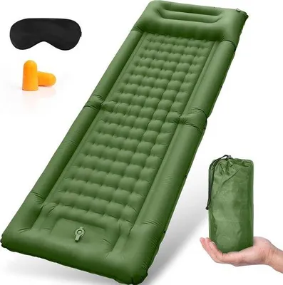 Produktbild von Famanu Isomatte 11 cm ultraleicht wasserdicht - selbstaufblasbare Matte mit Fußpumpe und Kopfkissen