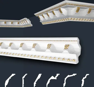 Produktbild von Marbet Deckenleisten gold Sparpaket aus Styropor EPS - Stuckleisten gemustert, im traditionellen Design - (2 Meter B-23 G) Styroporleiste Winkelleiste Wandleiste