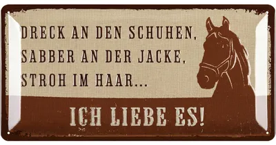 Produktbild von Retro Blechschild - Pferde Schild, Geschenke für Pferdeliebhaber und Reiter, Boxenschilder mit Spruch, Poster Pferde Deko, Bauernhof Dekoration
