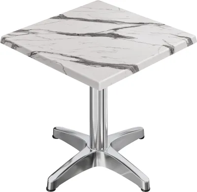Produktbild von WBC | Bistro Außen Tisch | B:T:H 70 x 70 x 80,5 cm | Weiß Marmor / Aluminium | Quadratisch | Bistrotisch Gastro Tisch