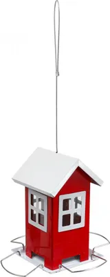 Produktbild von Vogelfutterhaus Rotweiß Metall H19cm – Moderne Vogelfutterstation für den Garten