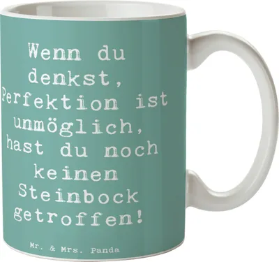 Produktbild von Mr. & Mrs. Panda Tasse Spruch Steinbock Perfektion - Meeresbrise - Geschenk, Humor, Tasse mit Zitaten, Geschenke Sternzeichen, 22. Dezember, Tierkreis, Sternzeichen