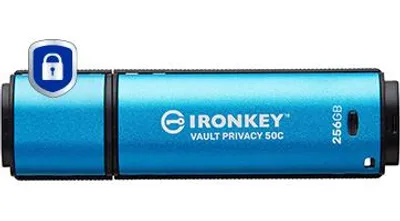 Produktbild von Kingston IronKey Vault Privacy 50C 256GB USB-C AES-256 verschlüsselt