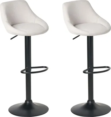 Produktbild von BELIANI Set mit 2 Barstühlen hellgrauer Stoffbezug schwarze Beine höhenverstellbar Esszimmer modern