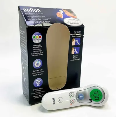 Produktbild von Braun BNT300WE, Fernabtastthermometer, Weiß, Stirn, Tasten, °C, Körpertemperatur
