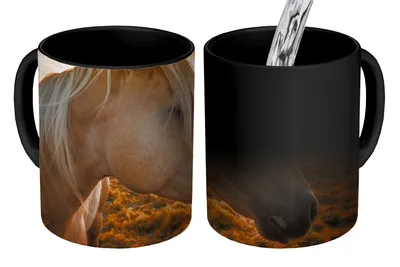 Obrázok produktu pre KitchenYeah® Magický hrnček Magický hrnček Magický kôň - zvieratá - portrét 350 ml Hrnček na zmenu farby Nápad na darček - magický hrnček - foto hrnček - keramické hrnčeky - obrázky - šálka kávy - hrnček na nápoje -