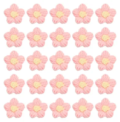 Produktbild von 50 Stück Häkelblumen für Basteln und Dekoration
